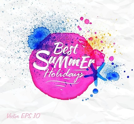 EPS 해외이미지 분홍색 일러스트 자국 수채화 불가사리 타이포그라피 사람없음 여름 원형 손그림 해외일러스트 도형 문자 계절 컬러 극피동물 파일형식 벡터 이미지허브