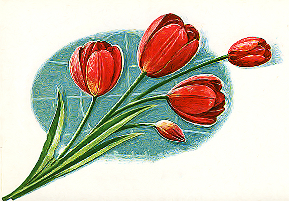 JPG 해외이미지 꽃 여러송이 일러스트 미술 사람없음 빨간색 튤립 그림 해외일러스트 식물 컬러 다수 문화예술 파일형식 이미지허브