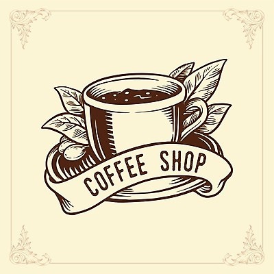 EPS 해외이미지 포스터 커피 잎 일러스트 사람없음 카페 커피잔 컵받침 해외일러스트 식물 음료 잔 상점 받침대 파일형식 벡터 이미지허브