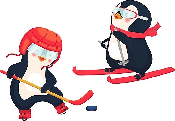 EPS 해외이미지 캐릭터 스포츠 겨울 일러스트 놀이 스키 사람없음 경쟁 게임 막대기 펭귄 하키 제설기 퍽 플레이어 해외일러스트 일러캐릭터 계절 컨셉 조류 겨울스포츠 구기 제설 하키용품 파일형식 벡터 이미지허브