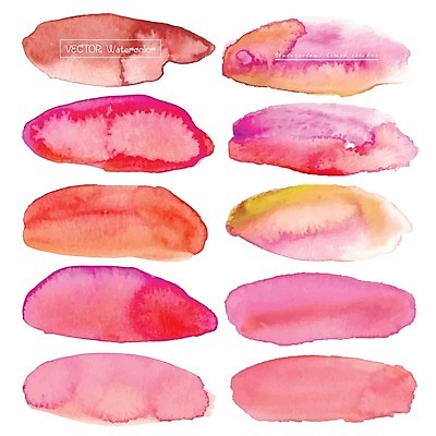 EPS 해외이미지 분홍색 백그라운드 일러스트 붓터치 수채화 사람없음 세트 번짐 해외일러스트 컬러 파일형식 벡터 효과 이미지허브