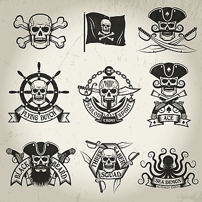 EPS 해외이미지 무기 바다 일러스트 뼈 골격 항해 세트 라벨 권총 수확 골동품 깃발 칼 위험 수집 문신 심볼 사인 복고 문어 해적 판화 닻 우표 그런지 옛날 해골모형 해외일러스트 컨셉 농업 배_교통 연체동물 프레임 미술 모형 수중동물 총 도둑 파일형식 벡터 이미지허브