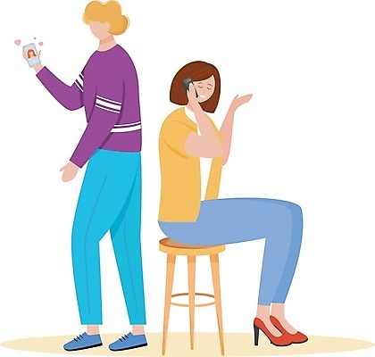 EPS 해외이미지 전신 커플 여자 남자 의자 일러스트 신혼부부 서기 들기 앉기 성인 두명 스마트폰 손들기 등돌리기 하트 통화 얼굴없음 성인만 해외일러스트 모양 부부 가구 관계 모션 사람 핸드폰 스마트기기 신혼 파일형식 벡터 이미지허브