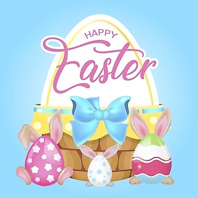 EPS 해외이미지 리본 하늘색 일러스트 사람없음 바구니 부활절계란 달걀모양 토끼모양 해외일러스트 모양 부활절 파란색 계란 파일형식 벡터 이미지허브
