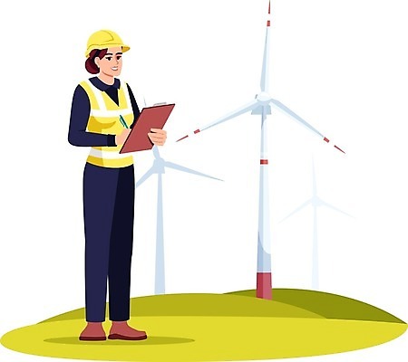 EPS 해외이미지 전신 여자 일러스트 한명 들기 성인 풍차 엔지니어 풍력에너지 안전모 에코 서류판 안전조끼 성인여자한명만 해외일러스트 1 모션 사람 환경 사무용품 기술자 그린에너지 헬멧 안전장비 여자한명만 성인여자만 파일형식 벡터 이미지허브