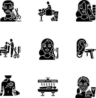 EPS 해외이미지 클립아트 헤어스타일 디자인 남자 실루엣 컨셉 일러스트 치료 세트 픽토그램 상점 검은색 웹 화장품 마사지 플랫 미용사 이발 자르기 수집 가득함 심볼 피부관리 심플 팩 순서 고립 고체 돌봄 바디페인팅 상형문자 스타일링 엘리먼트 이발사 피어싱 항목 활자 해외일러스트 직업 문자 컬러 인터넷 장신구 의학 모션 촬영기법 사람 뷰티 활자판 파일형식 벡터 이미지허브