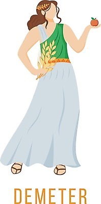 EPS 해외이미지 전신 여자 일러스트 한명 서기 들기 성인 사과 그리스로마신화 그리스신 데메테르여신 성인여자한명만 해외일러스트 1 과일 모션 사람 신_종교 신화 여신 여자한명만 성인여자만 파일형식 벡터 이미지허브