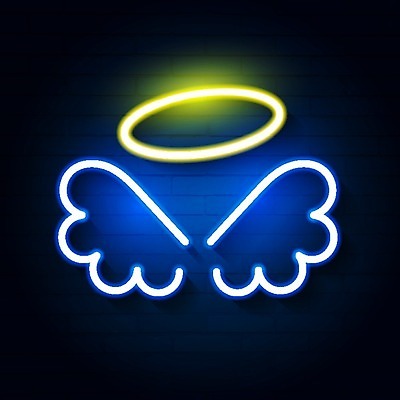 EPS 해외이미지 일러스트 천사 사람없음 파란색 네온 천사날개 천사머리띠 해외일러스트 컬러 날개 머리띠 파일형식 벡터 이미지허브