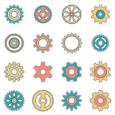 EPS 해외이미지 디자인 산업 선 일러스트 협력 세트 기계 장비 과학기술 업무 바퀴 원형 수집 심볼 톱니바퀴 전염 엔진 기어 공학 고립 얇은 엘리먼트 해외일러스트 도형 교육 기술 작업 질병 감염 파일형식 벡터 이미지허브