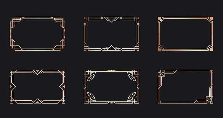 EPS 해외이미지 선 스티커 일러스트 프레임 사람없음 세트 라벨 사각형 금색 테두리 라인아트 해외일러스트 도형 컬러 파일형식 벡터 이미지허브