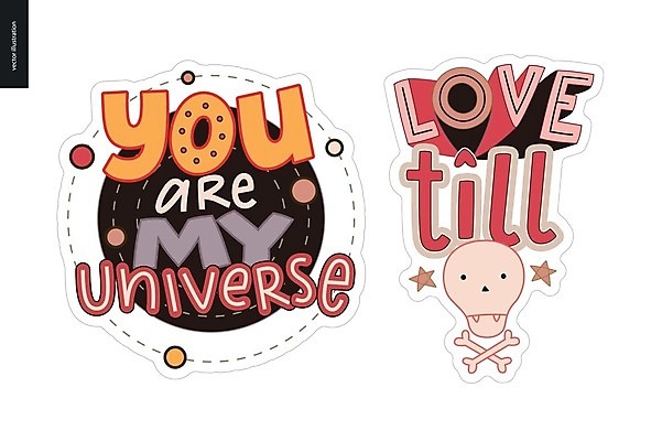 EPS 해외이미지 모양 문장 스티커 일러스트 캘리그라피 텍스트 관계 발렌타인데이 사랑 단어 세트 유행 라벨 우주 하트 죽음 기록 인사 신용카드 플랫 낙서 인쇄 만화 편지 수집 심볼 사인 복고 코믹 배지 자수 타이틀 해골모형 레터링 스타일 해외일러스트 문자 감정 데이이벤트 프레임 금융 모형 예절 파일형식 벡터 이미지허브