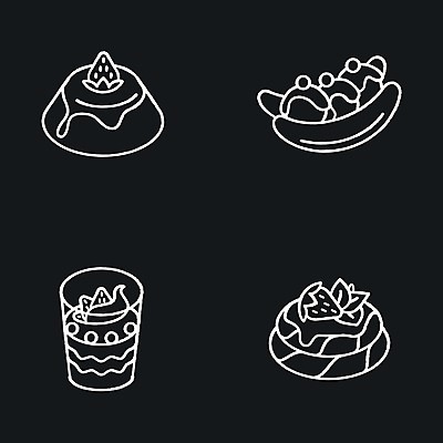 EPS 해외이미지 디자인 음식 백그라운드 컨셉 일러스트 아이스크림 디저트 사람없음 케이크 검은색 칠판 심볼 푸딩 해외일러스트 컬러 파일형식 벡터 이미지허브