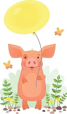 EPS 해외이미지 한마리 곤충 잎 일러스트 들기 사람없음 귀여움 돌_바위 돼지 민들레 돼지캐릭터 풍선 해외일러스트 식물 동물 1 꽃 동물캐릭터 컨셉 포유류 모션 파일형식 벡터 이미지허브