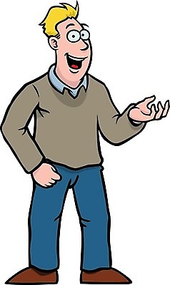 EPS 해외이미지 옷 남자 행복 감정 분홍색 일러스트 설명 미소 사람 파란색 갈색 노란색 검은색 흰색 가리킴 잡기 발표 만화 그림 보여주기 해외일러스트 컬러 모션 표정 손짓 파일형식 벡터 이미지허브