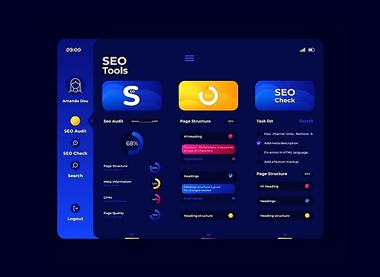 EPS 해외이미지 일러스트 사람없음 파란색 도구 어플리케이션 SEO UI 해외일러스트 컬러 정보기술 파일형식 벡터 이미지허브
