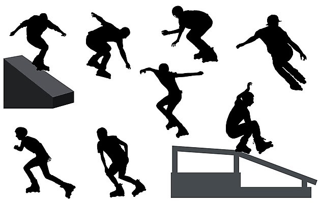 EPS 해외이미지 디자인 옷 실루엣 스포츠 신발 일러스트 모션 거리 안전 소년 점프 스케이트 도시 바퀴 칼날 보호 승차 헬멧 위험 묘사 속도 롤 롤러 고립 캡모자 해외일러스트 모자_잡화 남자 어린이 스포츠용품 컨셉 촬영기법 보호장비 파일형식 벡터 이미지허브