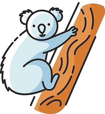 EPS 해외이미지 나무 하늘색 일러스트 매달리기 사람없음 귀여움 플랫 코알라 해외일러스트 식물 컨셉 포유류 모션 파란색 파일형식 벡터 이미지허브