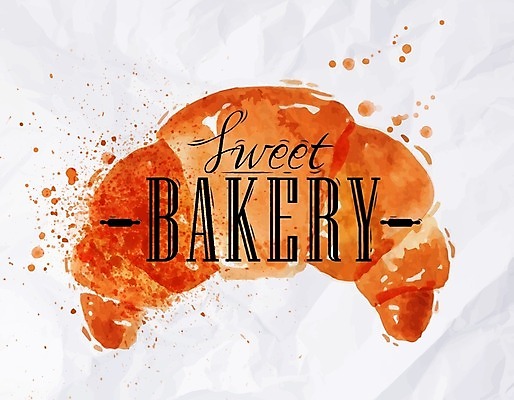 EPS 해외이미지 일러스트 수채화 사람없음 크루아상 손그림 해외일러스트 빵 파일형식 벡터 이미지허브