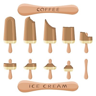 EPS 해외이미지 일러스트 아이스크림 디저트 사람없음 세트 막대기 에스프레소 해외일러스트 커피 음식 파일형식 벡터 이미지허브