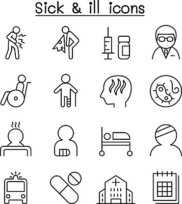 EPS 해외이미지 디자인 실루엣 선 컨셉 일러스트 스트레스 아이디어 병원 주사기 그래픽 세트 픽토그램 고통 추위 환자 의사 조직 바이러스 좌절 구급차 사건 수집 심볼 휠체어 두통 윤곽 긴장 외과 고립 백신 얇은 치유 스타일 해외일러스트 감정 의학 의료기기 자동차 촬영기법 의료진 질병 파일형식 벡터 이미지허브