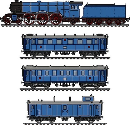 EPS 해외이미지 일러스트 교통시설 자동차 파란색 검은색 기차 수확 클래식 수증기 만화 복고 승객 옛날 해외일러스트 육상교통 컬러 교통 컨셉 농업 대중교통 시설 파일형식 벡터 이미지허브