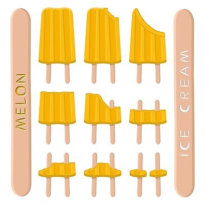 EPS 해외이미지 일러스트 아이스크림 디저트 사람없음 세트 노란색 막대기 해외일러스트 음식 컬러 파일형식 벡터 이미지허브