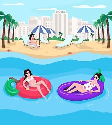 EPS 해외이미지 구름 여자 일러스트 물놀이 하늘 호텔 가지 휴식 성인 해변 세명 선글라스 야자수 임산부 도시 파라솔 사과 선베드 튜브 성인여자만 해외일러스트 자연요소 나무 안경 바다 컨셉 채소 의자 과일 놀이 숙소 사람 임신 여자만 성인만 파일형식 벡터 이미지허브