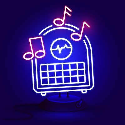 EPS 해외이미지 일러스트 사람없음 마이크 클럽 라디오 네온 노래방 해외일러스트 음향기기 전자제품 파일형식 벡터 이미지허브