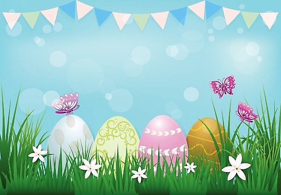 EPS 해외이미지 꽃 나비 일러스트 사람없음 풀 부활절계란 가랜드 해외일러스트 식물 곤충 부활절 계란 파티용품 파일형식 벡터 이미지허브