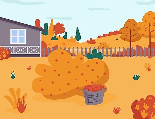 EPS 해외이미지 구름 열매 백그라운드 일러스트 단풍나무 풍경 사람없음 건물 농작물 울타리 농장 바구니 주황색 가을 풀 베리 해외일러스트 자연요소 나무 식물 건축물 계절 컬러 단풍 농업 과일 담장 파일형식 벡터 이미지허브