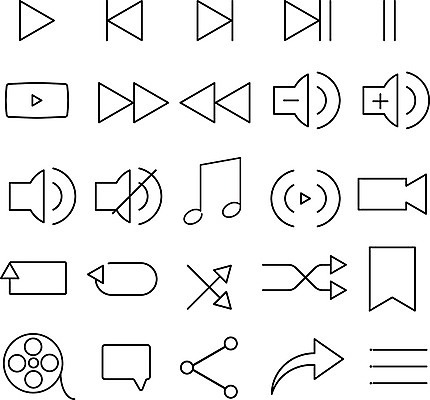 EPS 해외이미지 음악 말풍선 음표 일러스트 사람없음 세트 정지 볼륨 필름 재생 일시정지 공유 빨리감기 되감기 랜덤재생 목록 반복재생 북마크 음소거 인터페이스 제어 플레이 플레이어 중지_중단 해외일러스트 기호 모션 문화예술 파일형식 벡터 이미지허브