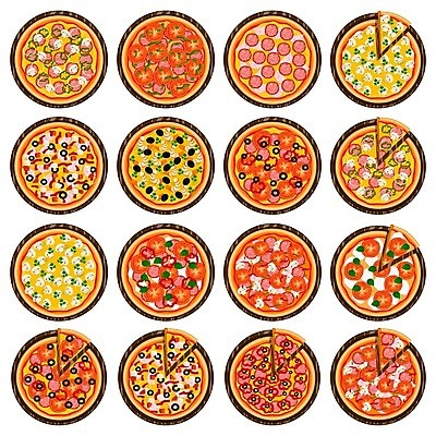 EPS 해외이미지 디자인 일러스트 피자 종류 사람없음 다양 메뉴 마르게리타피자 버섯피자 피자조각 해물피자 해외일러스트 조각 다수 패스트푸드 서양음식 파일형식 벡터 이미지허브