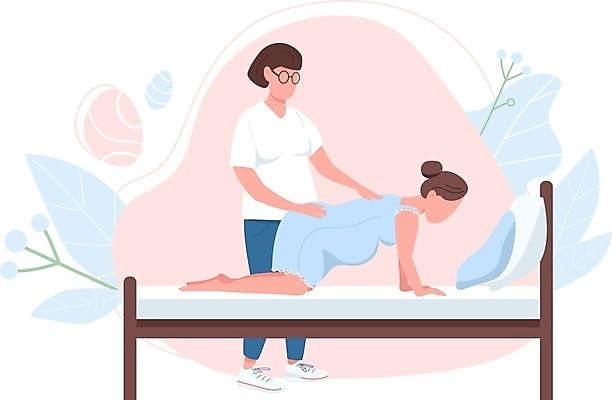 EPS 해외이미지 전신 여자 꽃 잎 일러스트 성인 두명 임산부 침대 임산부요가 성인여자만 해외일러스트 식물 가구 요가 사람 임신 여자만 성인만 파일형식 벡터 이미지허브