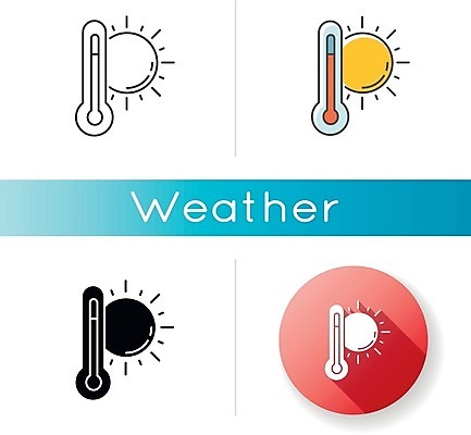 EPS 해외이미지 일러스트 날씨 종류 사람없음 세트 태양 원형 온도계 해외일러스트 자연요소 도형 파일형식 벡터 이미지허브