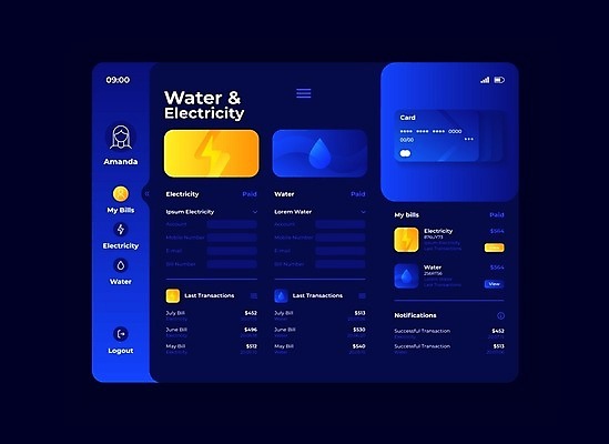 EPS 해외이미지 일러스트 사람없음 물 파란색 어플리케이션 UI 공과금 해외일러스트 자연요소 컬러 파일형식 벡터 이미지허브