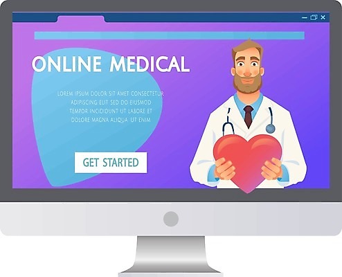 EPS 해외이미지 템플릿 일러스트 청진기 건강 병원 사람 치료 컴퓨터 약 스크린 모니터 웹 환자 의사 하트 맥박 질문 레이아웃 페이지 부름 온라인 동영상 돌봄 마케팅 인터페이스 조언 착륙 목업 해외일러스트 모양 인터넷 의학 의료기기 모션 전자제품 의료진 파일형식 벡터 이미지허브