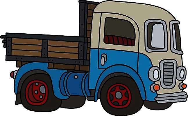 EPS 해외이미지 일러스트 자동차 사람없음 파란색 빈티지 클래식 복고 화물트럭 클래식카 해외일러스트 육상교통 컬러 컨셉 승용차 트럭 파일형식 벡터 이미지허브