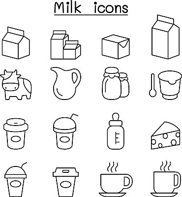 EPS 해외이미지 디자인 커피 일러스트 유리 치즈 사람없음 컵 우유 커피잔 찻잔 젖소 버터 요거트 해외일러스트 우유갑 식기 음료 재질 잔 유제품 소 파일형식 벡터 이미지허브