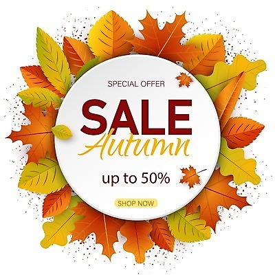EPS 해외이미지 디자인 단풍 낙엽 일러스트 타이포그라피 사람없음 쇼핑 세일 주황색 가을 원형 원형프레임 반값 해외일러스트 도형 문자 계절 컬러 잎 프레임 파일형식 벡터 이미지허브