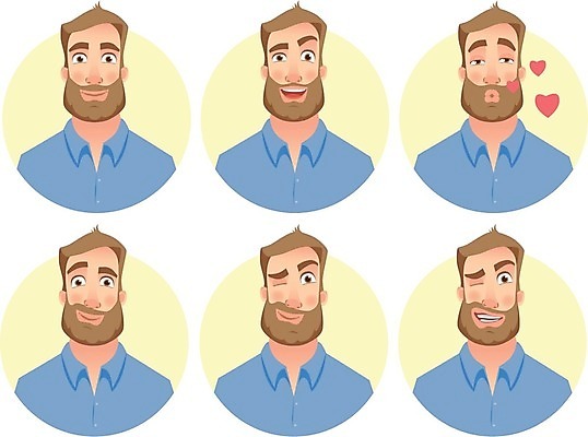 EPS 해외이미지 모양 캐릭터 남자 행복 얼굴 일러스트 비즈니스 수염 사람 소년 세트 머리 플랫 만화 콧수염 서식 아바타 해외일러스트 일러캐릭터 감정 어린이 신체부위 파일형식 벡터 이미지허브