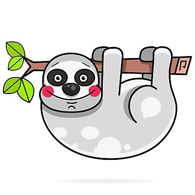 EPS 해외이미지 나무 동물캐릭터 일러스트 매달리기 사람없음 나무늘보 해외일러스트 일러캐릭터 식물 동물 캐릭터 모션 파일형식 벡터 이미지허브