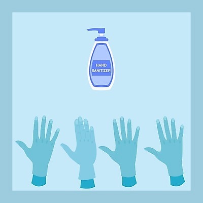 EPS 해외이미지 손 장갑 일러스트 손가락 건강 손바닥 안전 파란색 보호 심볼 고립 라텍스 해외일러스트 잡화 컬러 컨셉 신체부위 파일형식 벡터 이미지허브