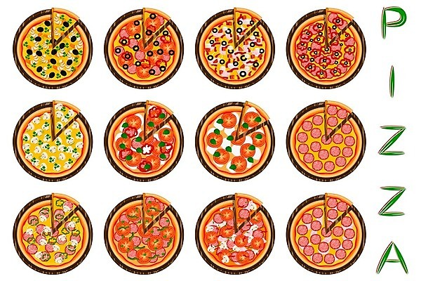 EPS 해외이미지 디자인 일러스트 피자 종류 사람없음 다양 메뉴 조각피자 피자조각 피자집 해외일러스트 조각 다수 패스트푸드 서양음식 상점 파일형식 벡터 이미지허브