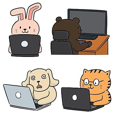 EPS 해외이미지 클립아트 동물 선 의자 일러스트 비즈니스 곰 탁자 노동자 직장 노트북 컴퓨터 사무실 공책 고양이 토끼 타이핑 업무 그리기 개 낙서 만화 스케치 라인아트 책상 그림 클립 심플 손그림 비서 지원 해외일러스트 직업 가구 회사 포유류 모션 문구용품 미술 전자제품 반려동물 작업 파일형식 벡터 이미지허브