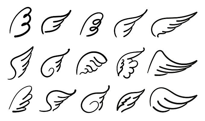 EPS 해외이미지 라인일러스트 일러스트 사람없음 세트 천사날개 엘리먼트 해외일러스트 날개 천사 파일형식 벡터 이미지허브