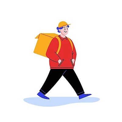 EPS 해외이미지 전신 라이프스타일 남자 이동 일러스트 한명 성인 일상 걷기 배달원 배송 주머니손 매기 배달원가방 성인남자한명만 해외일러스트 직업 1 컨셉 모션 사람 라이프 생활 남자한명만 성인남자만 파일형식 벡터 이미지허브
