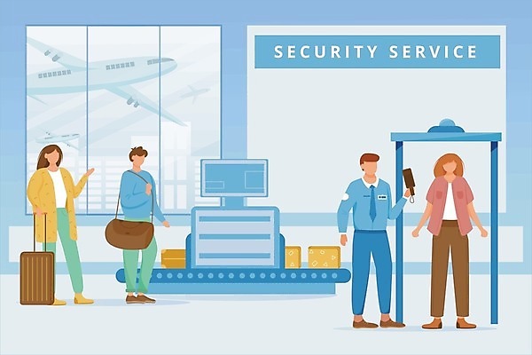 EPS 해외이미지 전신 여자 남자 여행 가방 일러스트 창문 비행기 여러명 성인 상자 캐리어 짐 공항 직원 보안 성인만 검색대 해외일러스트 잡화 다수 항공교통 교통시설 대중교통 안전 사람 여행가방 파일형식 벡터 이미지허브