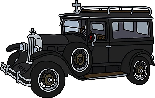 EPS 해외이미지 십자가 일러스트 자동차 사람없음 검은색 빈티지 클래식 승합차 복고 클래식카 장례 운구 해외일러스트 육상교통 컬러 컨셉 승용차 파일형식 벡터 이미지허브