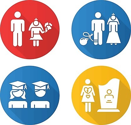 EPS 해외이미지 커플 결혼 일러스트 졸업 사람모양 사람없음 세트 무덤 플랫 사인 해외일러스트 모양 교육 관계 이벤트 파일형식 벡터 이미지허브