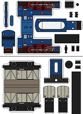 EPS 해외이미지 종이 일러스트 사람모양 사람없음 파란색 설계도 부속품 화물기차 해외일러스트 모양 컬러 건설업 기차 오브젝트 파일형식 벡터 이미지허브
